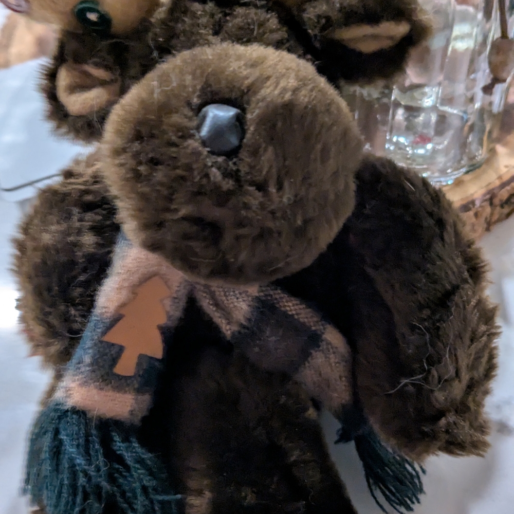 Brown Plush Moose with Scarf